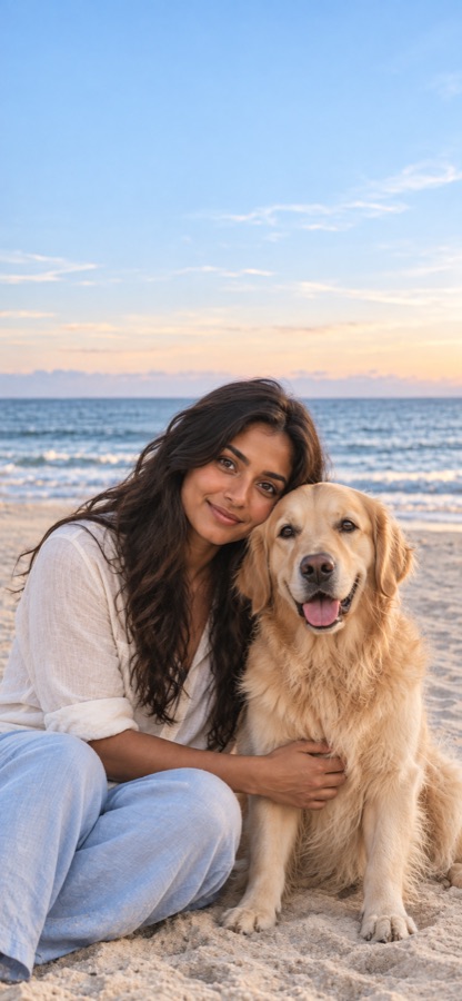 Example finished portrait, by the sea